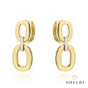Kolczyki złote owale zdobione białym złotem na kreolu 585 SHELBI