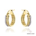 Kolczyki złote podwójne kółeczka w dwóch kolorach złota 585 SHELBI