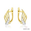 Kolczyki złote skrzydła zdobione cyrkoniami 585 SHELBI