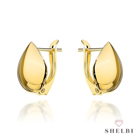 Kolczyki złote szerokie łezki na angielskim zapięciu 585 SHELBI