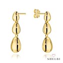 Kolczyki złote wiszące gładkie owale 585 SHELBI