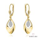Kolczyki złote wiszące listki z cyrkoniami 585 SHELBI