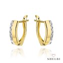 Kolczyki złote z diamentowaniem z boku na angielskim zapięciu 585 SHELBI