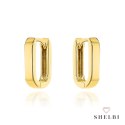 Kolczyki złote zaokrąglone prostokąty na angielskim zapięciu 585 SHELBI