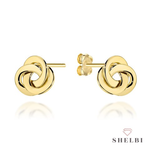 Kolczyki złote zaplatane na sztyfcie 585 SHELBI
