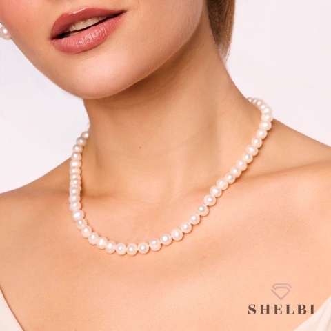 Naszyjnik perły naturalne białe hodowlane pr. 925 45cm