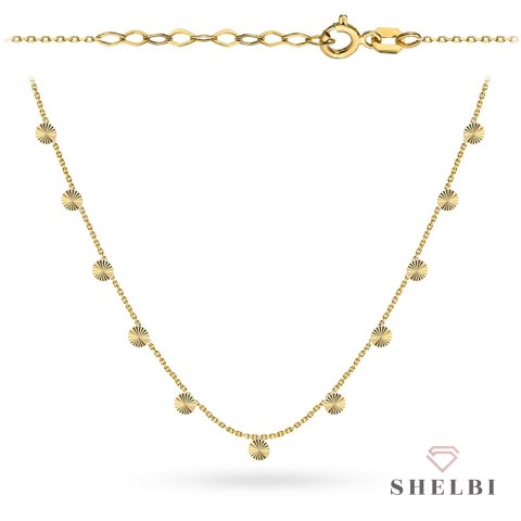 Naszyjnik złoty z diamentowanymi kółeczkami 39+3 cm 585 SHELBI