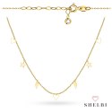 Naszyjnik złoty z wiszącymi gwiazdkami, rombami i konturami serc 585 SHELBI
