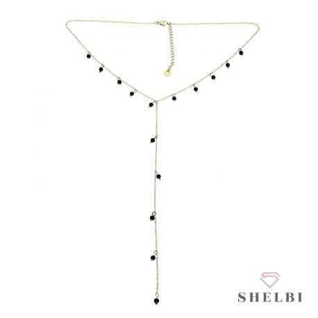 Naszyjnik zwis krawatka złoty długi zwis ze stali chirurgicznej