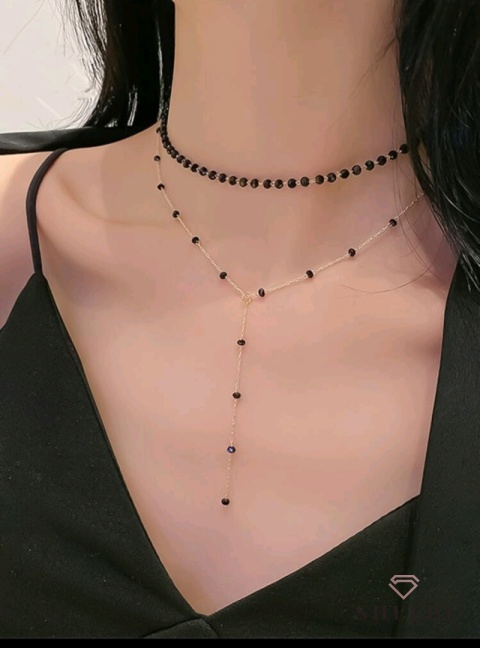 Naszyjnik zwis krawatka złoty długi zwis ze stali chirurgicznej