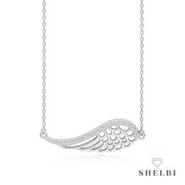 Srebrny naszyjnik celebrytka skrzydło, skrzydełko z cyrkoniami