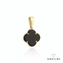 Zawieszka złota czarna koniczynka 585 SHELBI