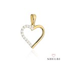 Zawieszka złota małe serce zdobione cyrkoniami 585 SHELBI