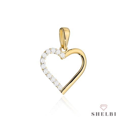 Zawieszka złota małe serce zdobione cyrkoniami 585 SHELBI