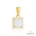 Zawieszka złota z kwadratowym kamieniem i cyrkoniami 585 SHELBI