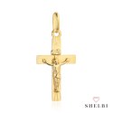 Złoty krzyżyk diamentowany z wizerunkiem Jezusa ukrzyżowanego pr. 585 Komunia Św. 585 SHELBI