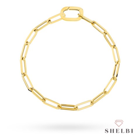 Bransoletka złota długie ogniwa i owalne zapięcie 585 SHELBI