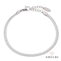 Bransoletka żmijka srebrna płaska stal chirurgiczna 17cm + 3cm