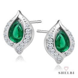 Kolczyki srebrne łezki zielone oczko na prezent pod choinkę