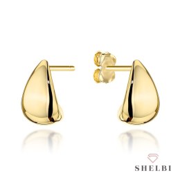 Kolczyki złote gładkie trójkąty na sztyfcie 585 SHELBI