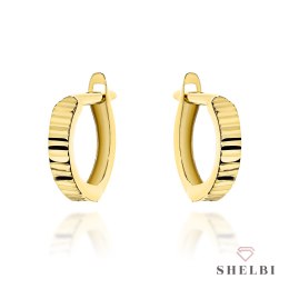 Kolczyki złote kółeczka z ozdobnym diamentowaniem 585 SHELBI