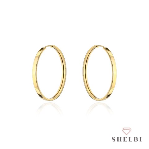 Kolczyki złote kółka szerokie - 2,7 cm