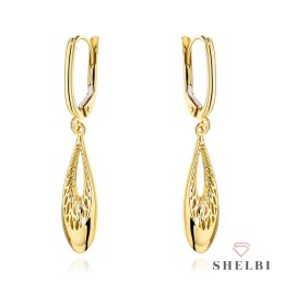 Kolczyki złote wiszące łezki z ażurem 585 SHELBI