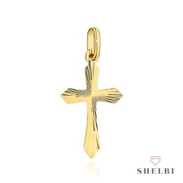 Krzyżyk złoty jednostronnie diamentowany