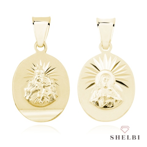 Medalik Matka Boska Szkaplerzna srebro pozłacane Komunia Św.