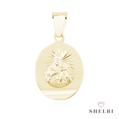 Medalik Matka Boska Szkaplerzna srebro pozłacane Komunia Św.