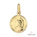 Medalik złoty okrągły z wizerunkiem Jezusa na prezent złoto 585
