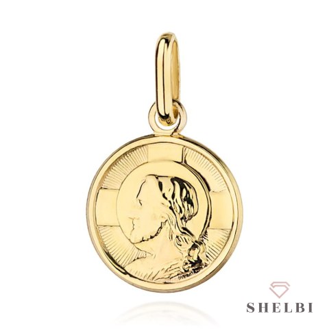 Medalik złoty okrągły z wizerunkiem Jezusa na prezent złoto 585