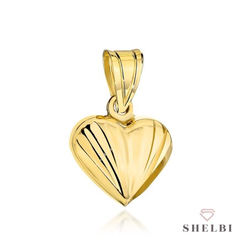 Zawieszka złota serce zdobione żłobieniem 585 SHELBI