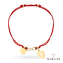 Bransoletka stópki, nieskończoność i serce na czerwonym sznurku 585 SHELBI