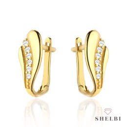 Kolczyki złota falka z rzędem cyrkonii 585 SHELBI