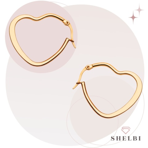 Kolczyki złote serca ze stali szlachetnej PVD