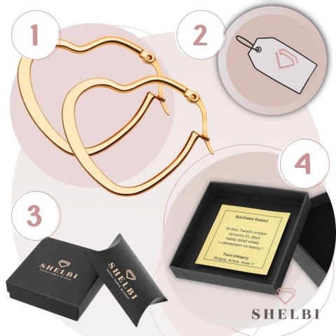 Kolczyki złote serca ze stali szlachetnej PVD