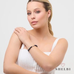 Bransoletka czarne perły 19cm elegnackie na prezent