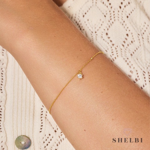 Bransoletka z cyrkonią srebro pozłacane na prezent