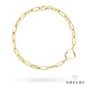 Bransoletka złota długie ogniwa i diamentowane serce 585 SHELBI