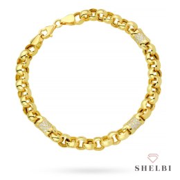 Bransoletka złota splot rolo wysadzany kamieniami