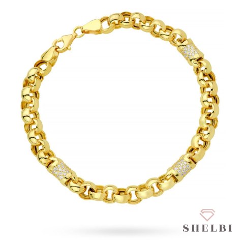 Bransoletka złota splot rolo wysadzany kamieniami