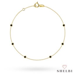 Bransoletka złota z czarnymi kamieniami w oprawie 585 na prezent