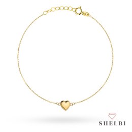 Bransoletka złota z gładkim sercem