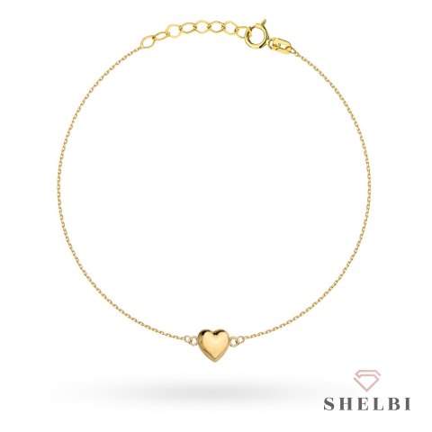 Bransoletka złota z gładkim sercem 585 SHELBI