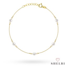 Bransoletka złota z perłami 585 SHELBI