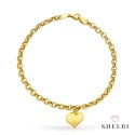 Bransoletka złote splecione kółeczka i serce 585 SHELBI