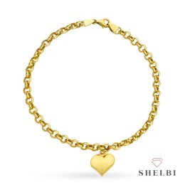 Bransoletka złote splecione kółeczka i serce 585 SHELBI