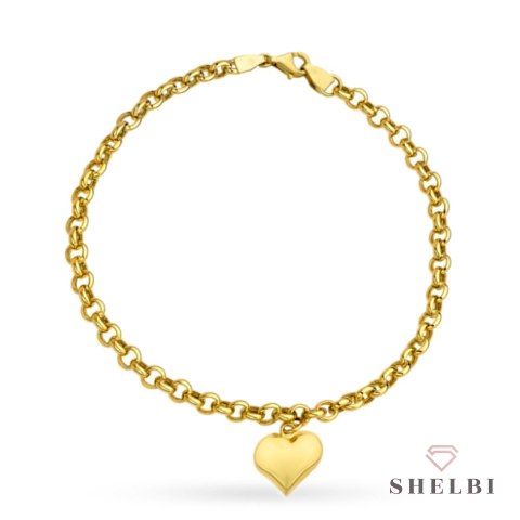 Bransoletka złote splecione kółeczka i serce