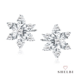 Kolczyki śnieżynki płatki śniegu z cyrkoniami srebro